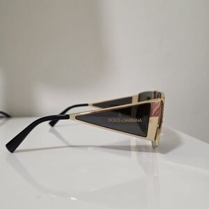 Dolce & Gabbana Gold and Black Shield Sunglasses